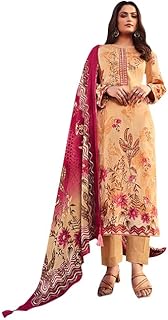 DRAVINAM Trends Jam Cotton Suit Embroidered Dress Material Salwar Suit with Unstitched Bottoms and Cotton Dupatta