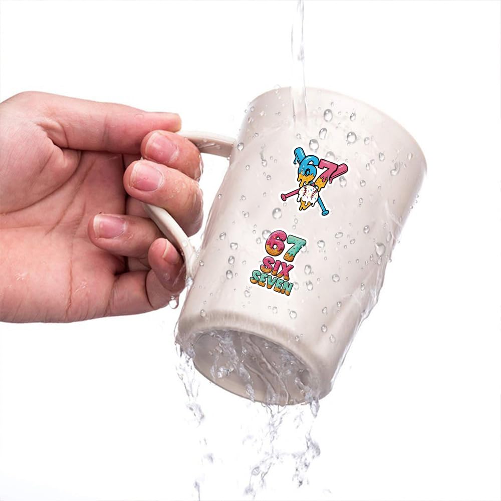 60 adesivi da baseball Six Sette, divertenti 6 7 adesivi meme per appassionati di baseball, decalcomanie sportive virali, vinile impermeabile per laptop, bottiglia d'acqua, pipistrello e casco, sei
