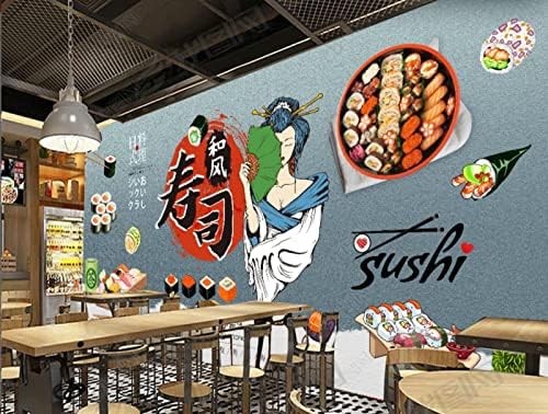 Miniatura 3 de DEKii Papel pintado personalizado 3D Cocina japonesa Restaurante de sushi Restaurante de sushi retro japonés Pared de fondo