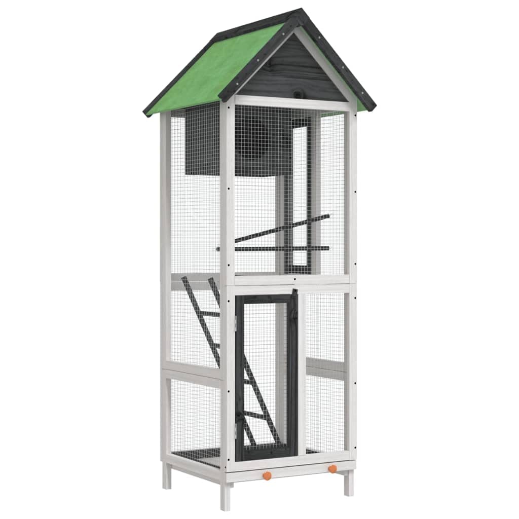 GuyAna Casita para pájaros Madera Maciza Pino Gris 60x58,5x160 cm Pajareras Exterior En Jardin