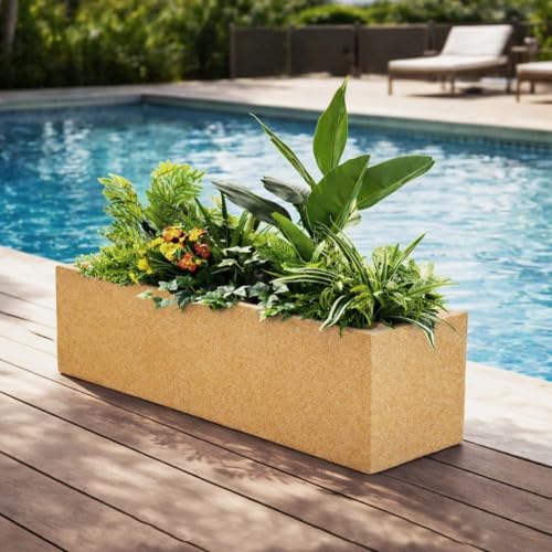 Image of Go Hooked Recta R Brown Planter Pot (24x10 Inch) | Big Size Outdoor & Indoor Pot for Plants | Modern Design Lightweight & Durable Rectangle Polymer Flower Pot for Balcony, Terrace & Garden