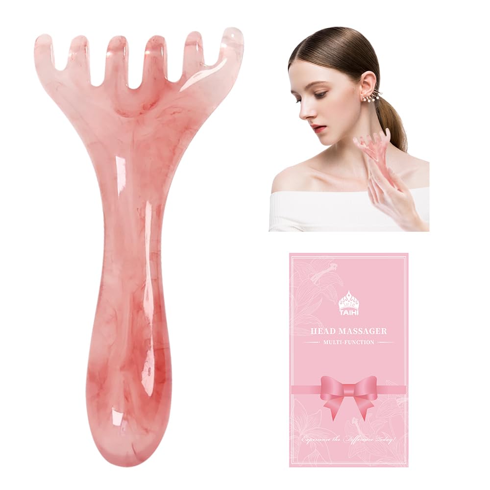 TAIHI Scalp Massager Manual Head Massager Gua Sha Tool Natural Resin Scalp Comb for Hair Growth Body Relaxing