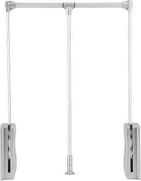 Pull Down Closet Rod, Adjustable Wardrobe Organizer Clothing Rail For Hanging Clothes Heavy Duty Clothes Rod Hanger Soft Return Space Saving for Closet Wardrobe, Adjusted from