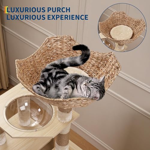 Torre para Gatos de Madera Moderna 67 Pulgadas miniatura 2