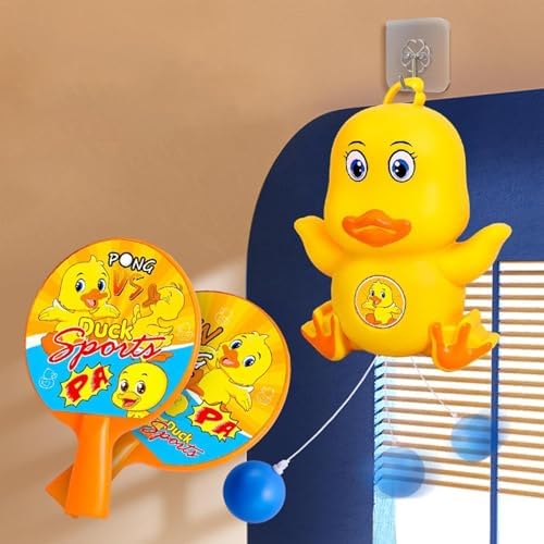 KIDSZONE Duck Ping Pong Hanging Game – Fun Indoor & Outdoor Hanging Table Tennis Racket Set for Kids & Adults