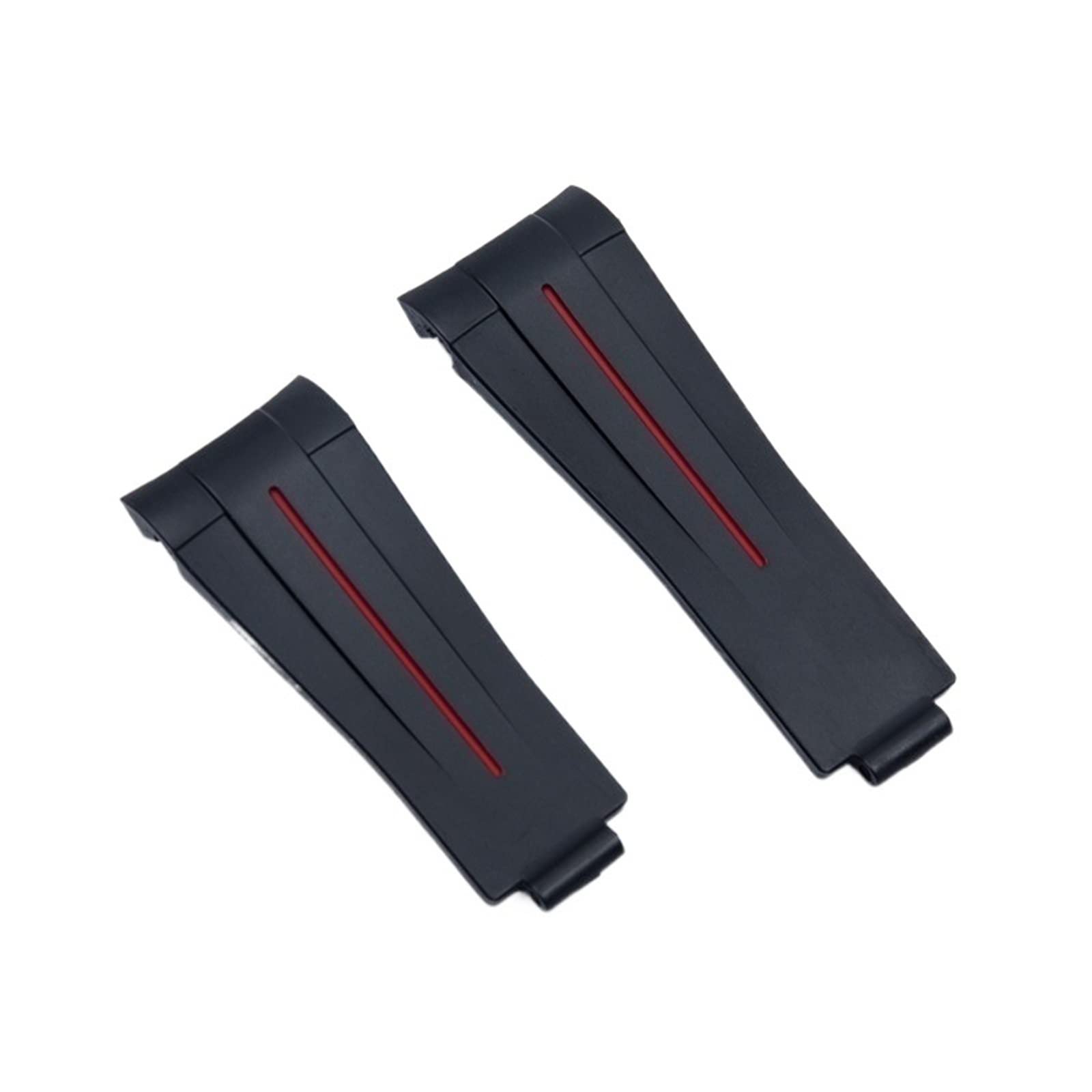 Cinturino per orologio in gomma da 20 mm, con fibbia pieghevole regolabile, nero, per cinturino Rolex, per cinturino Submariner GMT OYSTERFLEX Daytona (Blk Red Line, senza fibbia)