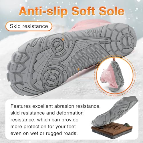 Image of Womens Mens Barefoot Boots Shoes Minimalist Winter Snow Boots Warm Ankle Booties Zero Drop Sole Wide Toe Box Slip on Sneakers