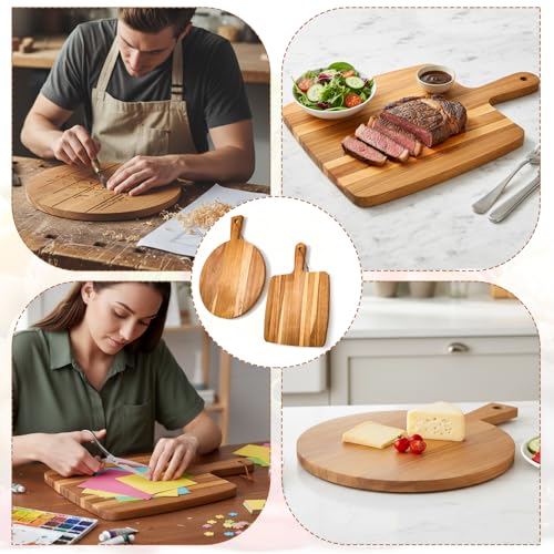 2 Piezas Tabla de Cortar de Madera Acacia con Mango miniatura 6