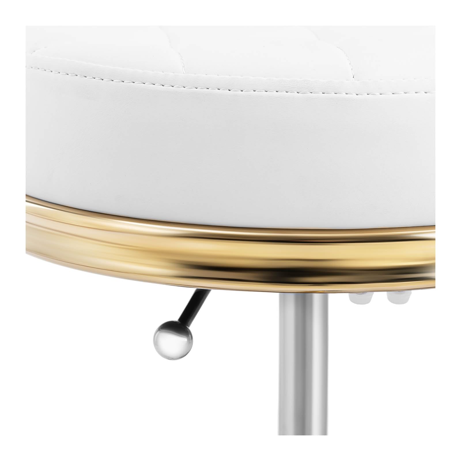 Physa GELA Tabouret à roulettes avec Dossier 150 kg Blanc/doré Hauteur réglable 47-61 cm