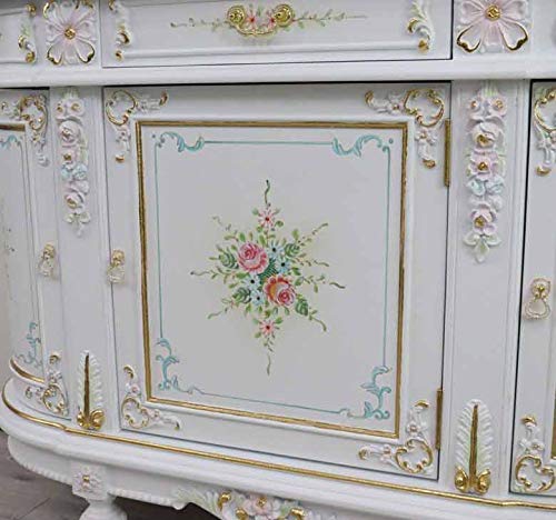 Amazon.co.jp: ロココ調 ローキャビネット ホワイト サイドボード 白  