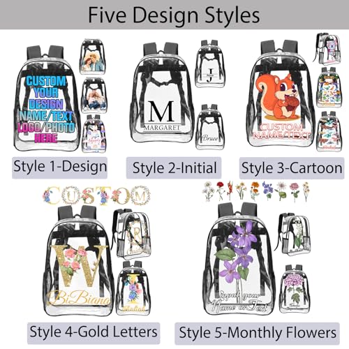Custom Clear Backpack Personalized Transparent Bookbag with Photo Name Logo, Customized Gift for Sports Work Travel Camping2