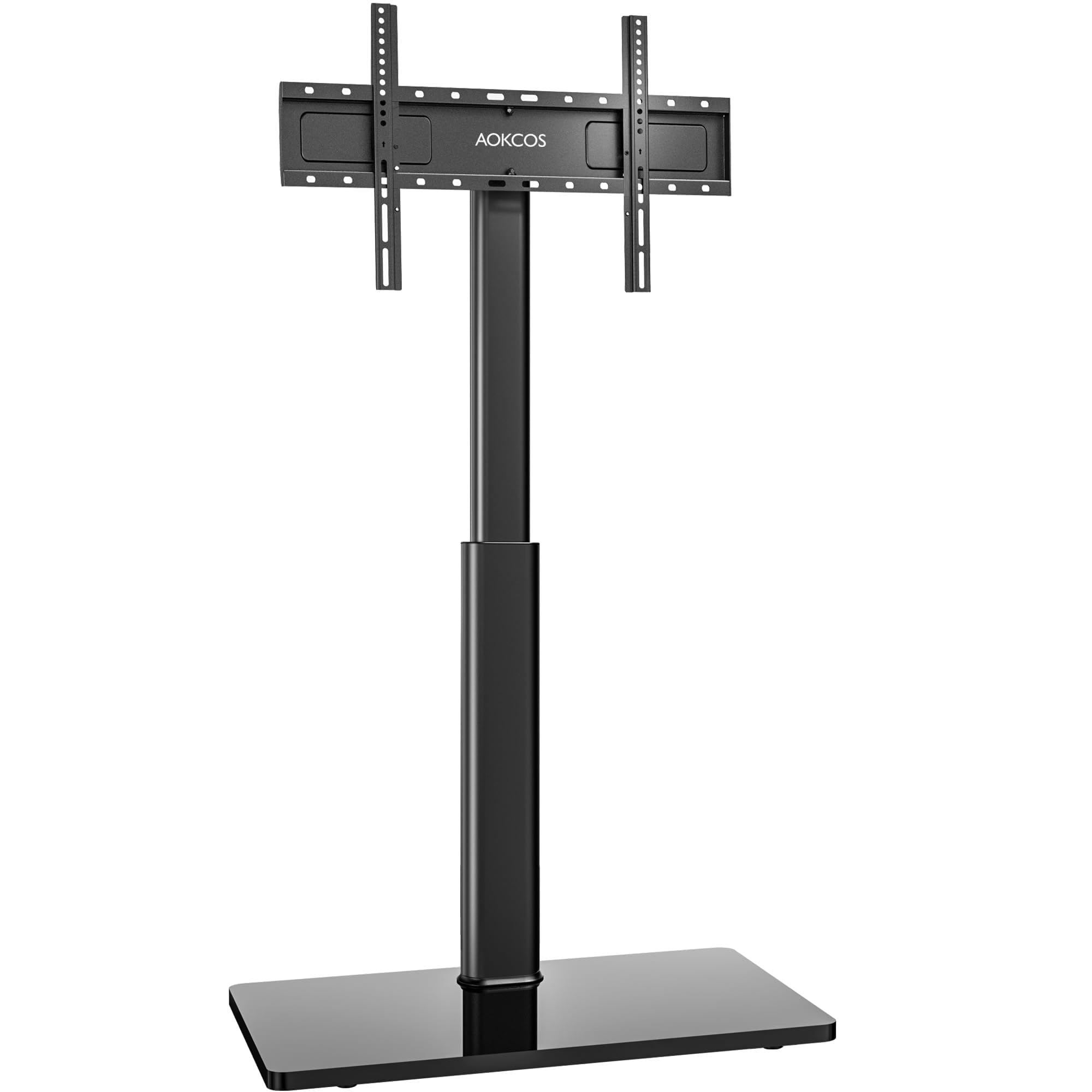 AOKCOS Stojak TV o wysokości do telewizorów 43-85 cali, odchylany, obrotowy, z regulacją wysokości, uniwersalny Max VESA 600x400 mm 50 kg