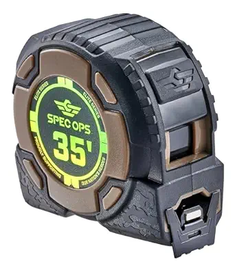 Spec Ops Tools 35-Foot Elite Series Magnetic Tape Measure, 1 1/4" Double-Sided Blade, 12 Feet of Stand Out, Military-Grade Composite Case, 3% Donated to Veterans