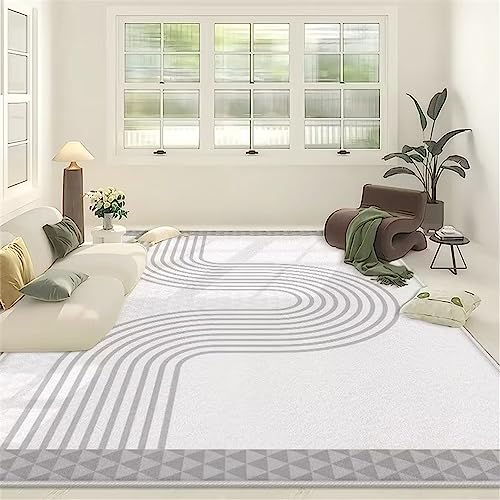Tapis pour chambre gris minimaliste 180x250cm à rayures