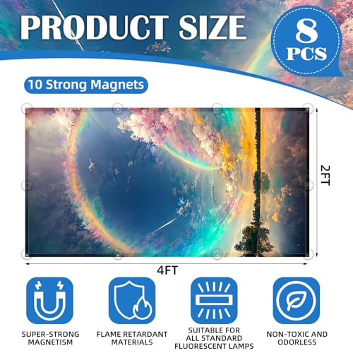 Image of ANGSYLTH 8 Pcs Fluorescent Light Covers - 4 x 2 Feet Covers for Ceiling Lights, 8 x 10 Magnetic Light Filters for Classroom, Office, Hospitals (Auspiciousness Clouds)