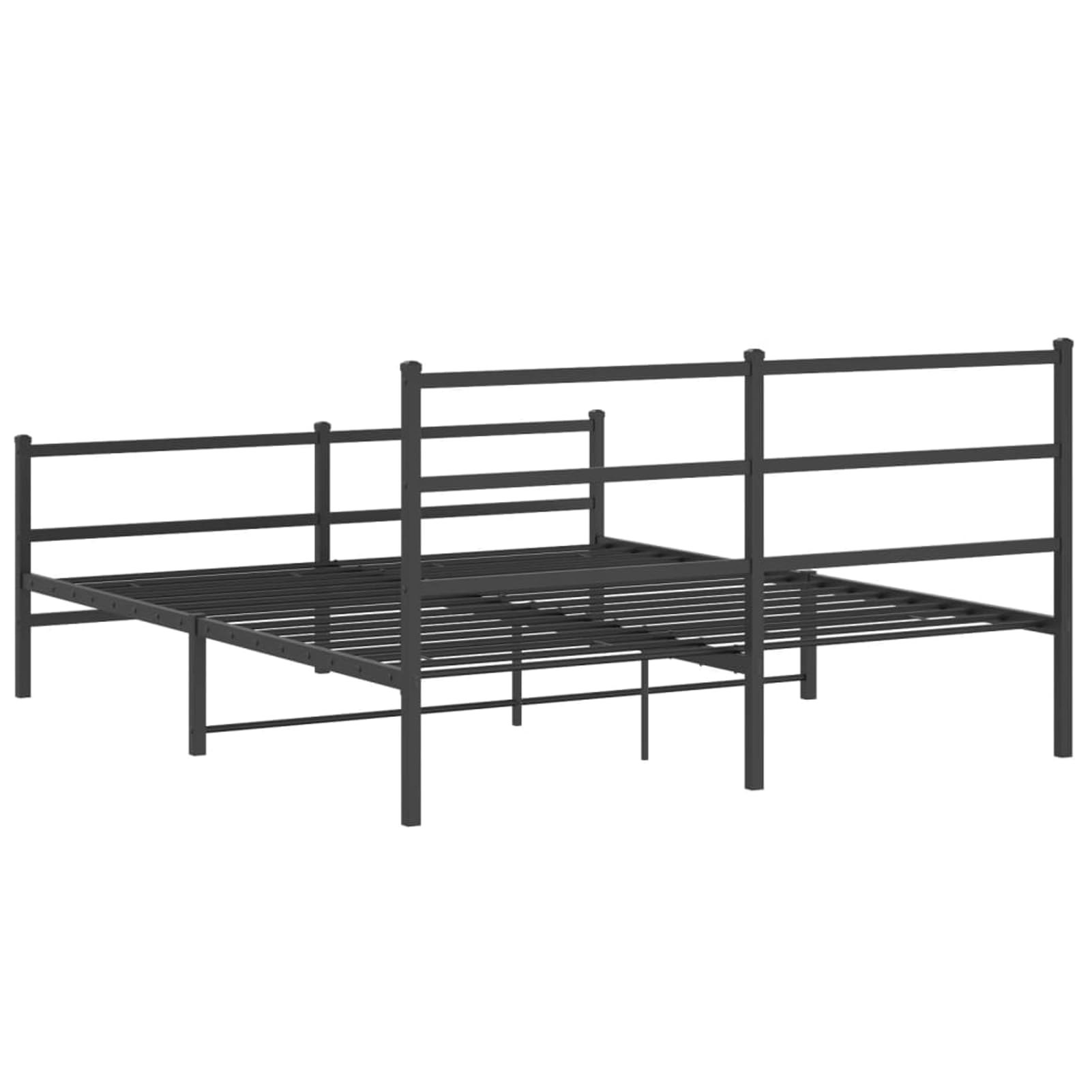 WGYHOME Metalowa rama łóżka, 150 x 200 cm, czarna, malowana proszkowo, z zagłówkiem i podnóżkiem, dla dorosłych, do sypialni