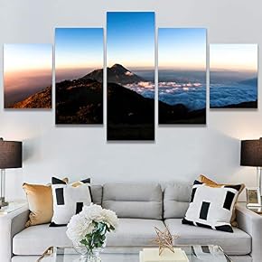 SIGNWIN 5 Panel Canvas Wall Art Mountainscape for...
