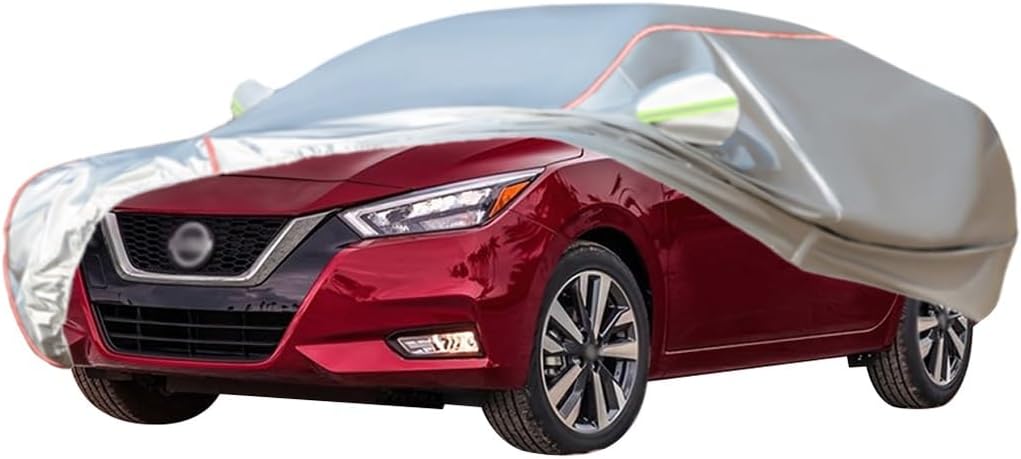 WOLWES Car Covers Are Suitable For Nissan Versa Sedan 2007-2024 All-weather Windproof, Snowproof, Rainproof, UV-protected And Breathable All-season Universal With Side Door Zip Oxford Cloth Car Covers