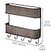 mDesign Wall Mount Metal Woven Mail Organizer Storage Basket - 2 Tiers, 6 Hooks - for Entryway, Mudroom, Hallway, Kitchen, Office - Holds Letters, Magazines, Coats, Leashes, Keys - Bronze
