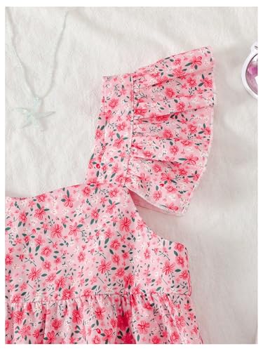 Girl's Floral Ruffle Blouses Shirts Cap Sleeve V Neck Babydoll Peplum Tops Cute Summer Clothes3