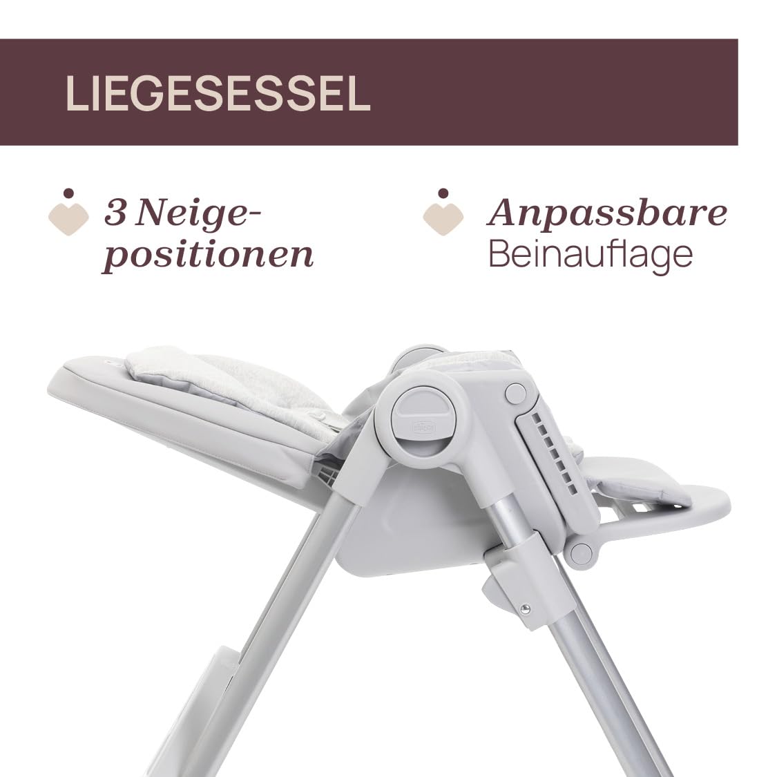Chicco Polly Armonia Seggiolone Evolutivo Pappa per Bambini da 0 Mesi a 40 kg, Sedia Evolutiva, Seggiolone Reclinabile a Sdraietta con Altezza e Poggiapiedi Regolabili,4 Ruote,Compatto,Grigio Chiaro