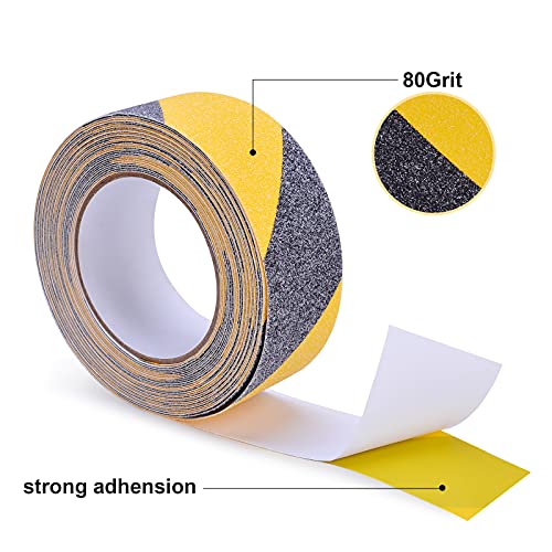 Qingluan Anti Slip Tape, Safety Non Slip Tape Outdoor Waterproof, High Adhesive Grip Tape For Stairs, Tread Step, Ramp, Skateboard, Caution To Keep From Slipping (Yellow/Black, 2 Inch X 33 Foot) #TOP1