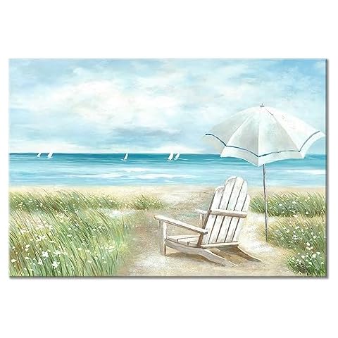 UTOP-art Coastal Wall Art Canvas Wildflower Beach Painting Framed Picture Sea Weed Artwork Prints Botanical Wall Art Picture For Bathroom Rules Wall Decor Modern Living Room Cover