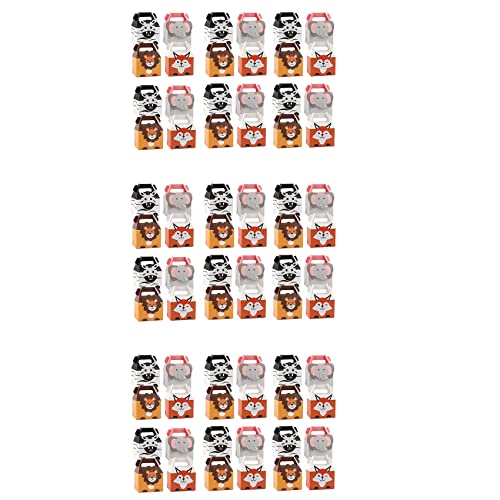 Kznifmk 60 Piezas Bolsas de Fiesta de Animales Bolsas de Regalo de Papel Bolsas de Papel Pequeñas para Fiesta de Niños, 4 Diseños de Fiesta de Cumpleaños con Tema de