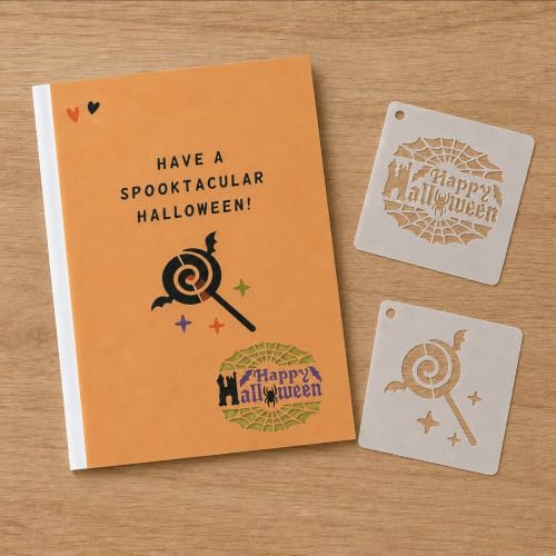 50 PCS 3 Inch Halloween Stencils for Painting, Reusable Stencil Templates with Pumpkin Ghost Bat Witch Spider Designs for Wood, Wall, Canvas, Cards, DIY Holiday Crafts - image 6