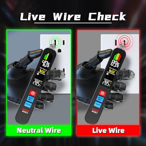 Image of BSIDE Voltage Tester, Non-Contact with 3-Phase Rotation Indicator & Signal Percentage, Rechargeable AC Electrical Voltage Detector Pen, High /Low Sensitivity with 6 Ranges, 3-Mode Alarm with Analog Bar