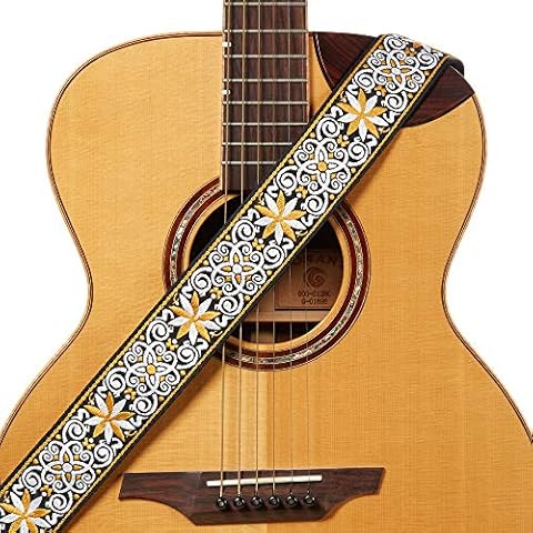 Adjustable Hootenanny 2 Inches Wide Weave Guitar Strap Yellow Cover