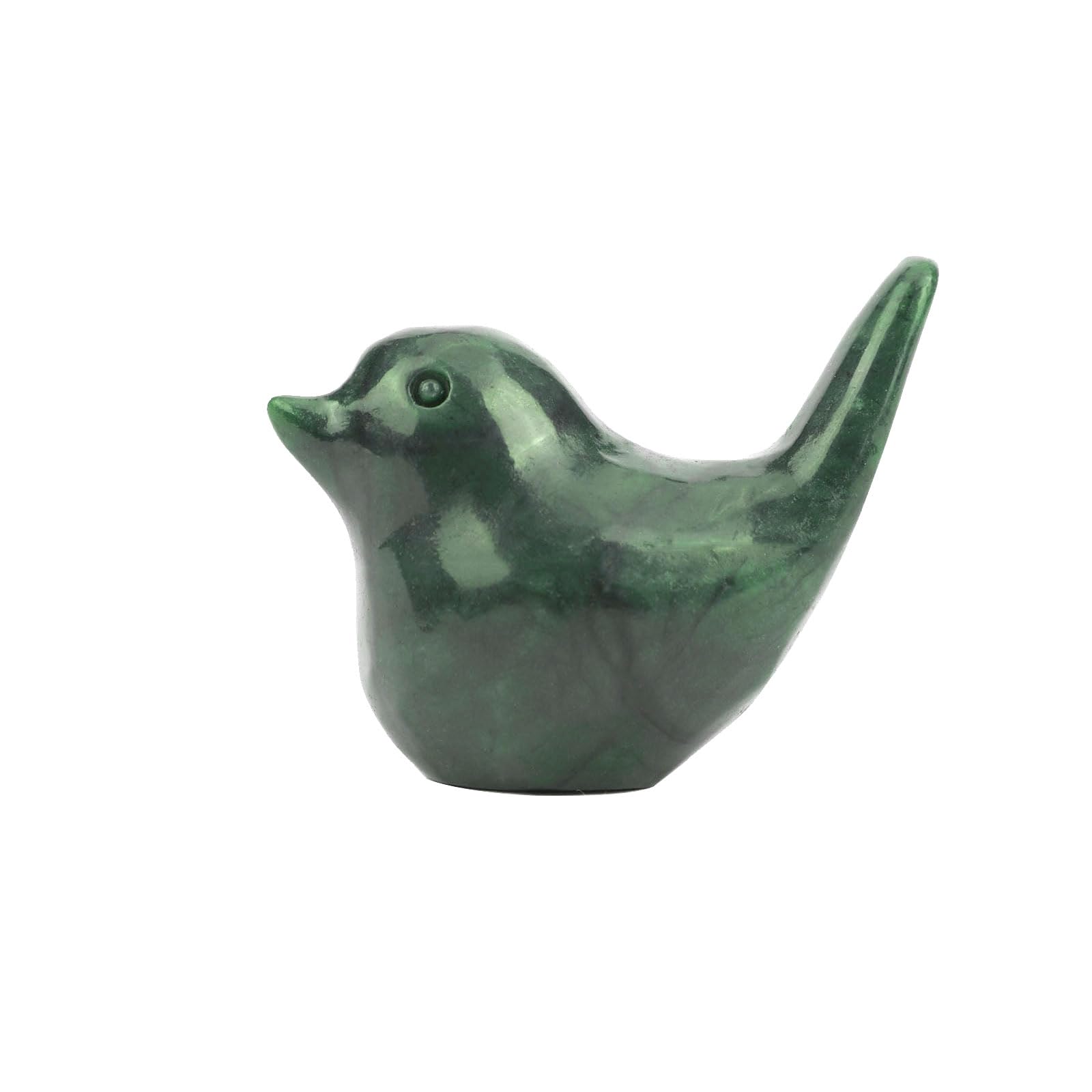 gemshan Green Natural Jade Bird Hand Carved Small Art Animal Pocket Animal Figurine for Home Office Decoration - Image 4