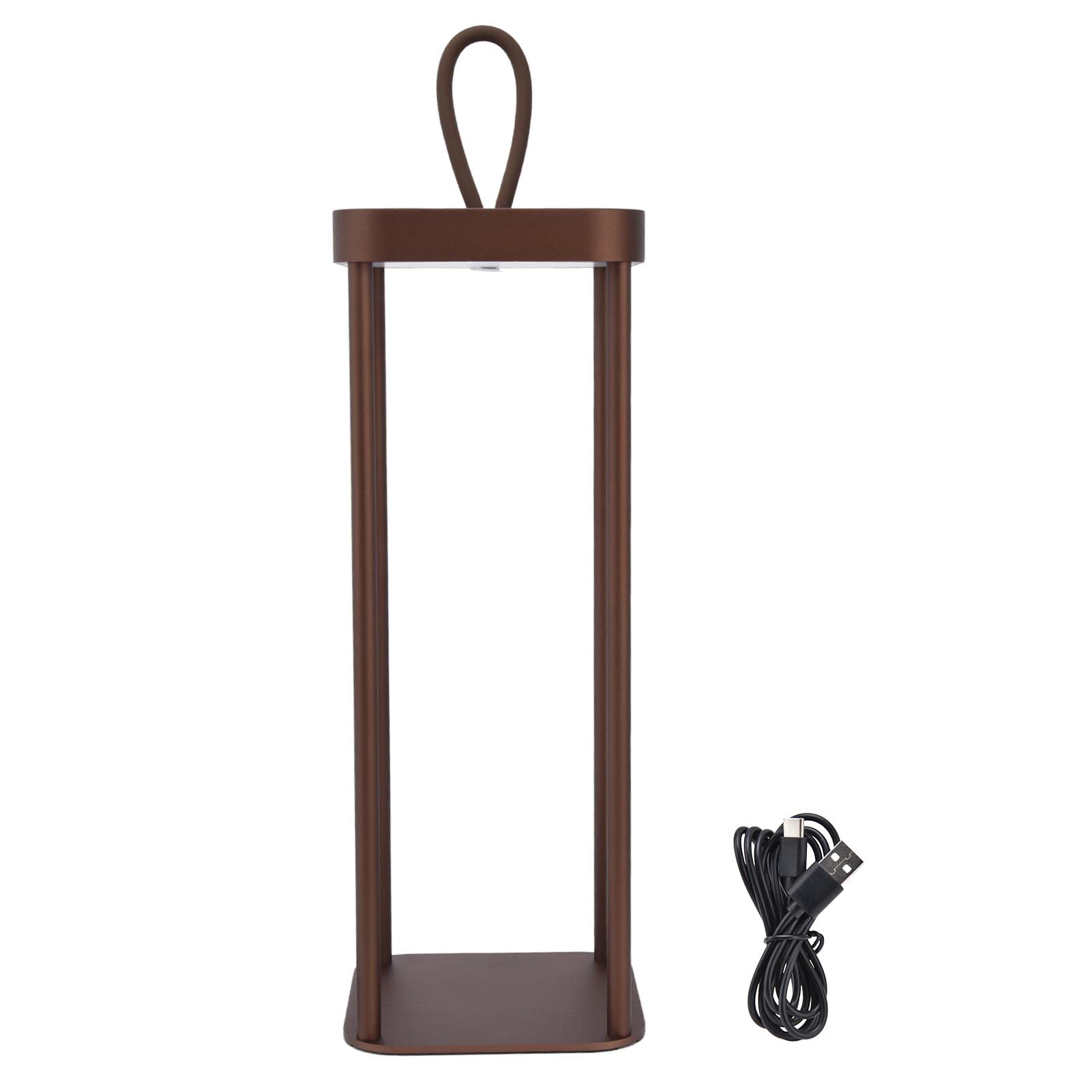 Lanterna da Campeggio a LED USB Ricaricabile Batteria 5000mAh 25 Perline 2 Livelli Dimmerabile IP54 con Corda Sospesa per Camera da Letto Tenda Esterna di Emergenza (Marrone)