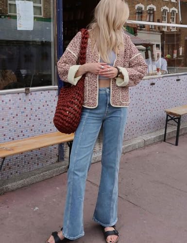 Yimoon Women's Cropped Puffer Quilted Jacket Vintage Floral Print Open Front Lightweight Short Jacket Outwear3