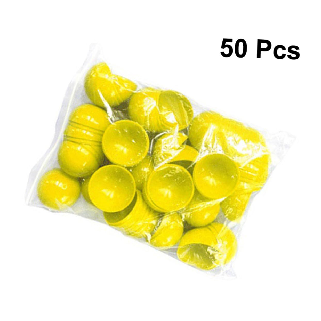 UKCOCO Boules de Loterie Creuses Colorées pour Jeux et Fêtes, Diamètre 40 Mm, Polypropylène Jaune, Lot de 50 Pièces, Activité Ludique et Événementielle pour Garçon et Filles et Adultes