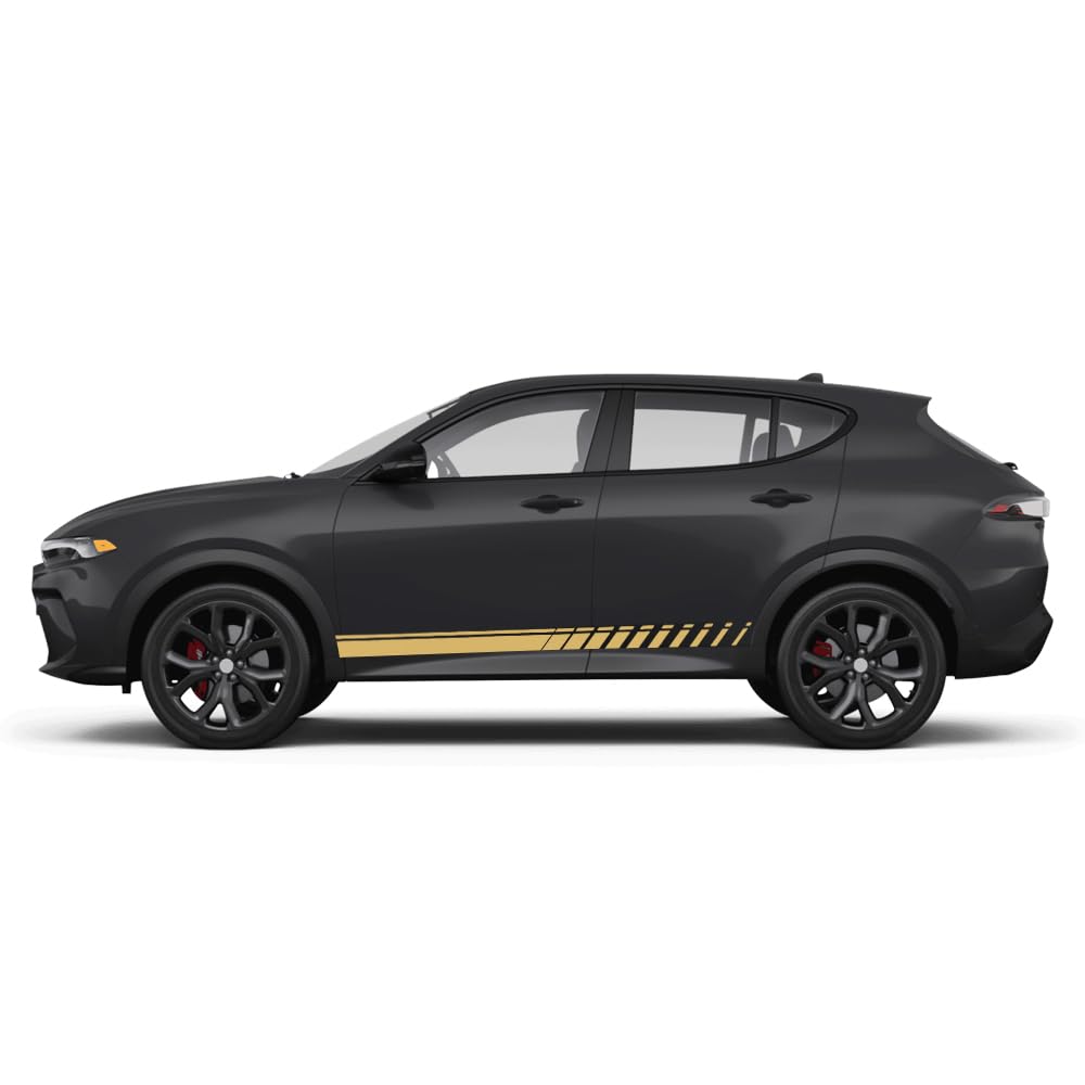 Vinyl Car Side Skirt Decals Compatible for Dodge Hornet Side Body Car Decals Racing Nest Stripes Sticker Stripe Graphics Car Body Side Door Decoration Racing Accessories (sport, gloss yellow)