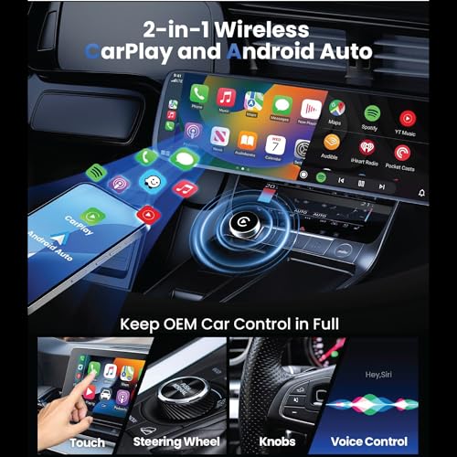 Image of Wireless Android Auto & Carplay Cortex A7 Pro Processor| Quick Connection & Auto Reconnect | Bluetooth 5.4 & 5.8Ghz WiFi| Wired to Wireless High Performance | Easy to Use & Setup