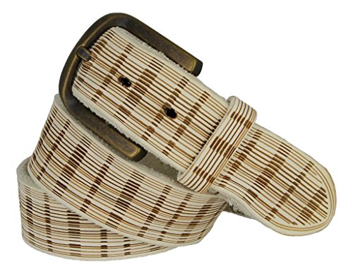 Vintage Full Grain Leather Plaid Casual Jean Belt * Made in Italy *4