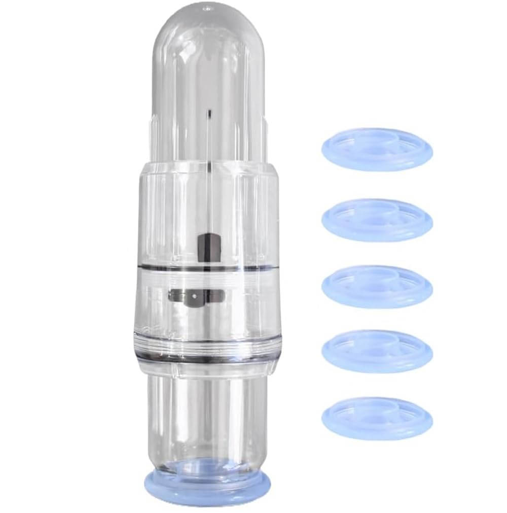 Pompe à Pénis Manuelle avec 5 Anneaux en Silicone – Vakuumpumpe pour Hommes, Stimulation de l’Érection et Allongement