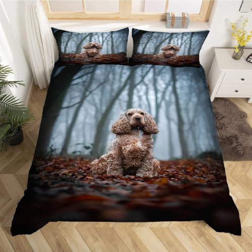 Parure de lit 240x260 Cocker avec housse de couette microfibre zippée