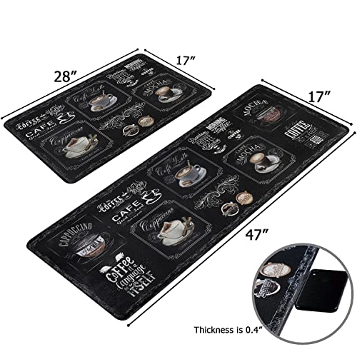 Famibay 2 Piece Kitchen Mats Anti Fatigue Cushioned Kitchen Floor Mat Non Slip Waterproof Coffee Design Wipe Clean Foam Kitchen Carpet Rugs For Kitchen Sink Laundry thumb #1