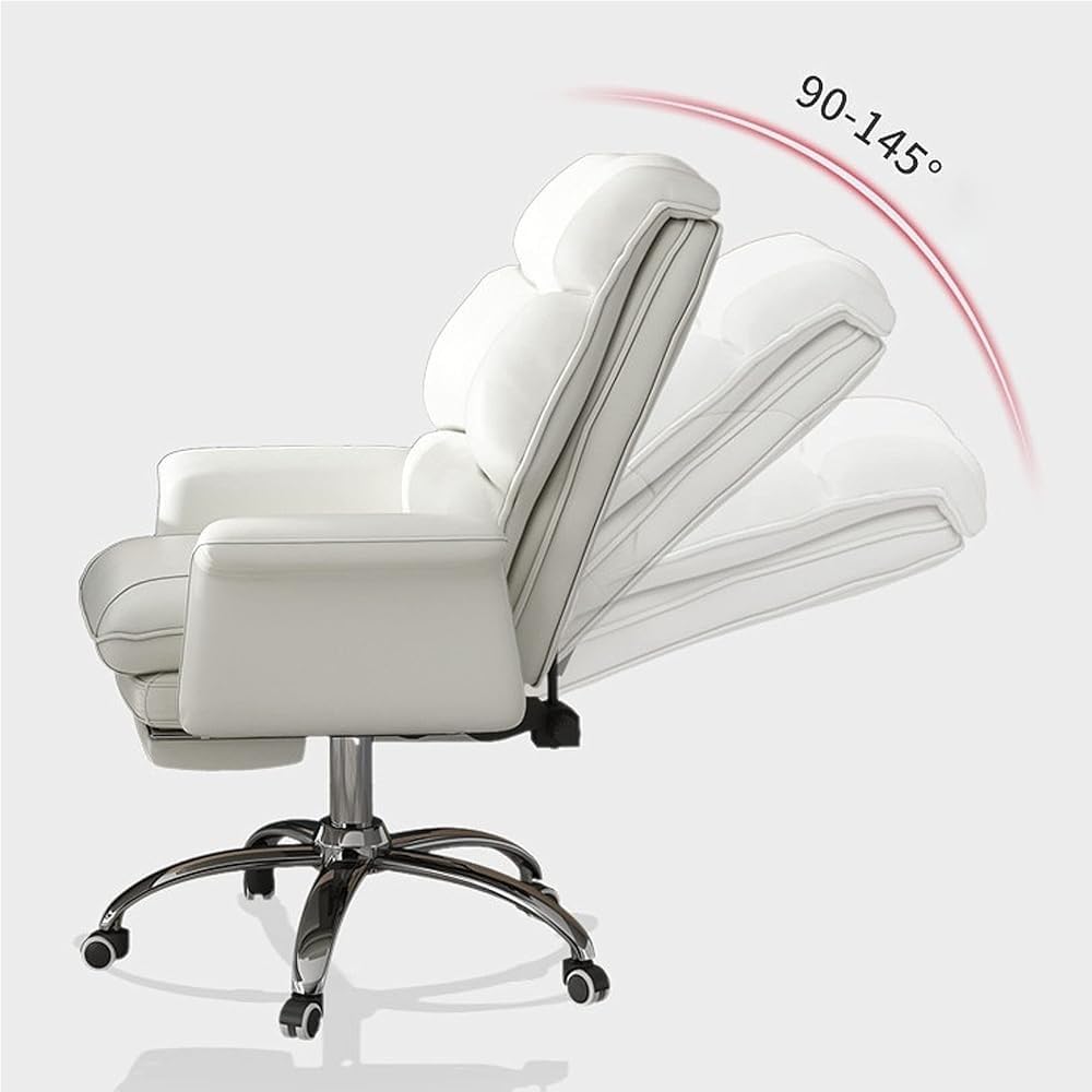 High Back PU Leather Office Chair Ergonomic Computer Desk Chair Adjustable Reclining Swivel Game Chair with Footrest for Reception Study Bedroom Vanity(Gray)