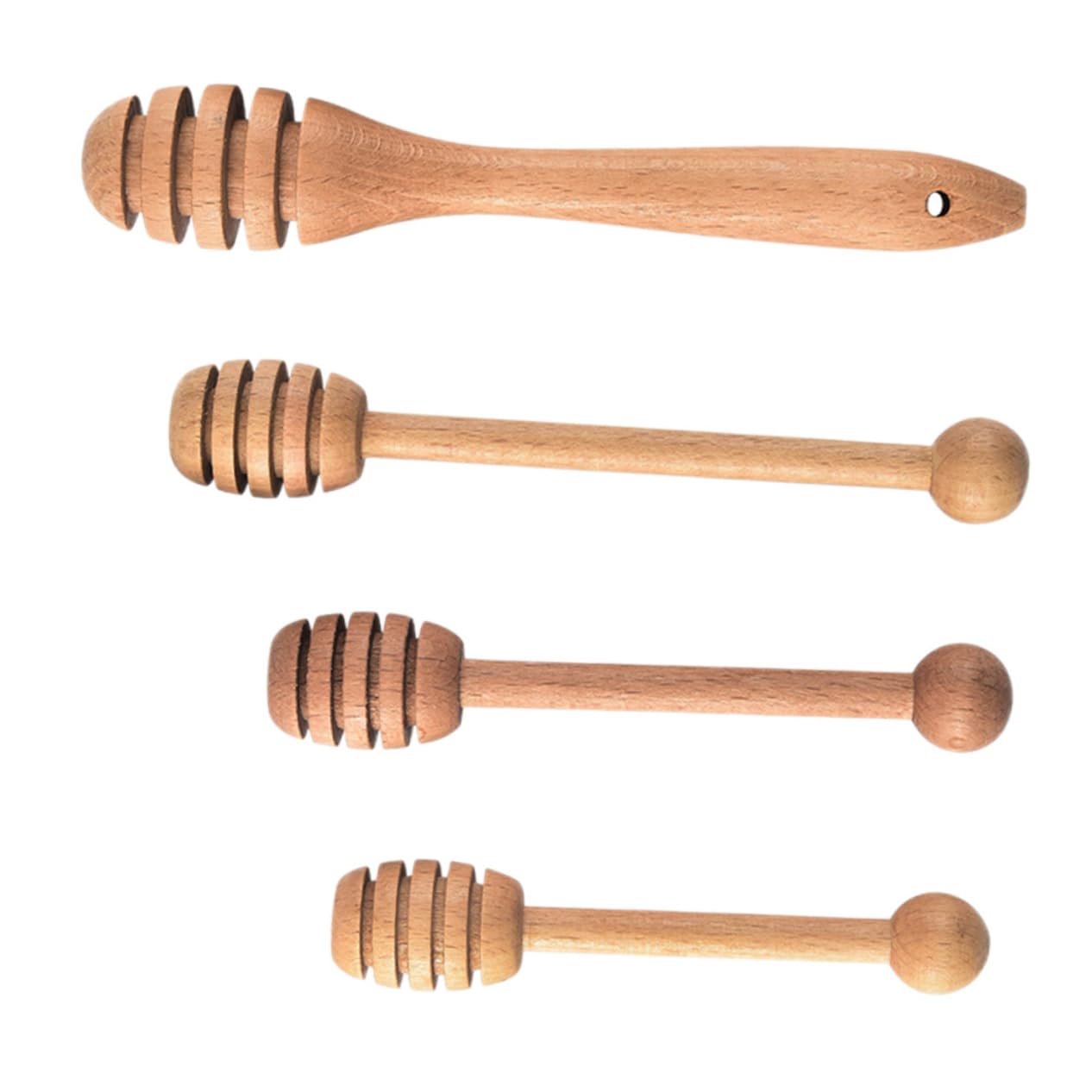 ABOOFAN 4 Pcs Portable Wooden Spoons Multipurpose Juice Stirring Utensils Creative Honey Dippers Log Color Washable and Reusable for Honey Jam and Syrup