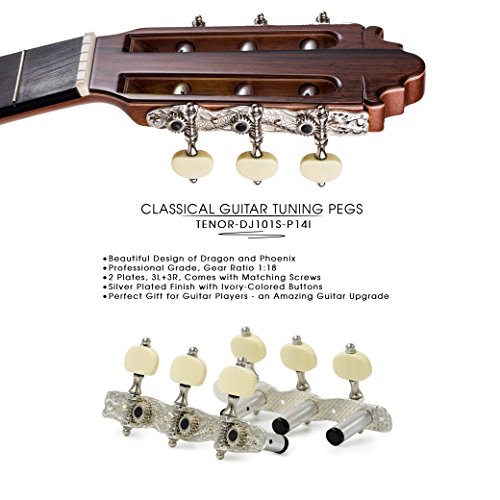 Dj101S-P14I Tenor Classical Guitar Tuners "Dragon And Phoenix" Professional Tuning Key Pegs/Machine Heads For Classical Or Flamenco Guitar. #TOP2