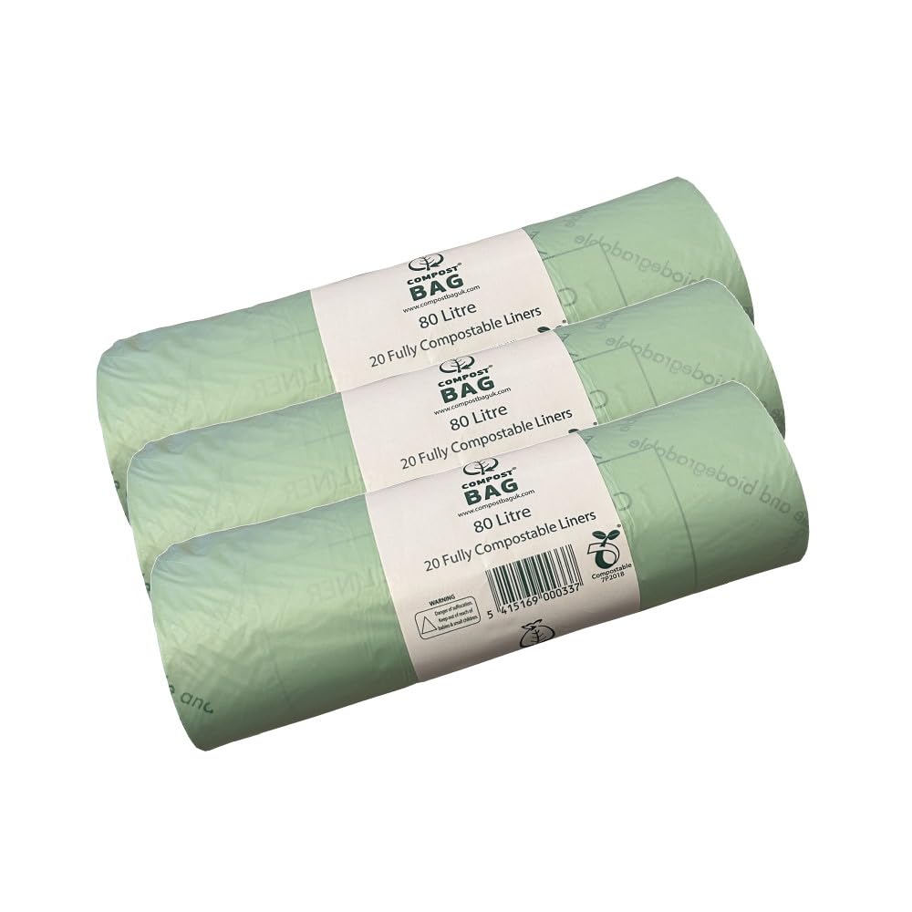 80 Litre x 60 CompostBag Compostable Biodegradable Commercial Food Waste Bin Liner Bags/Sacks (80L) EN13432