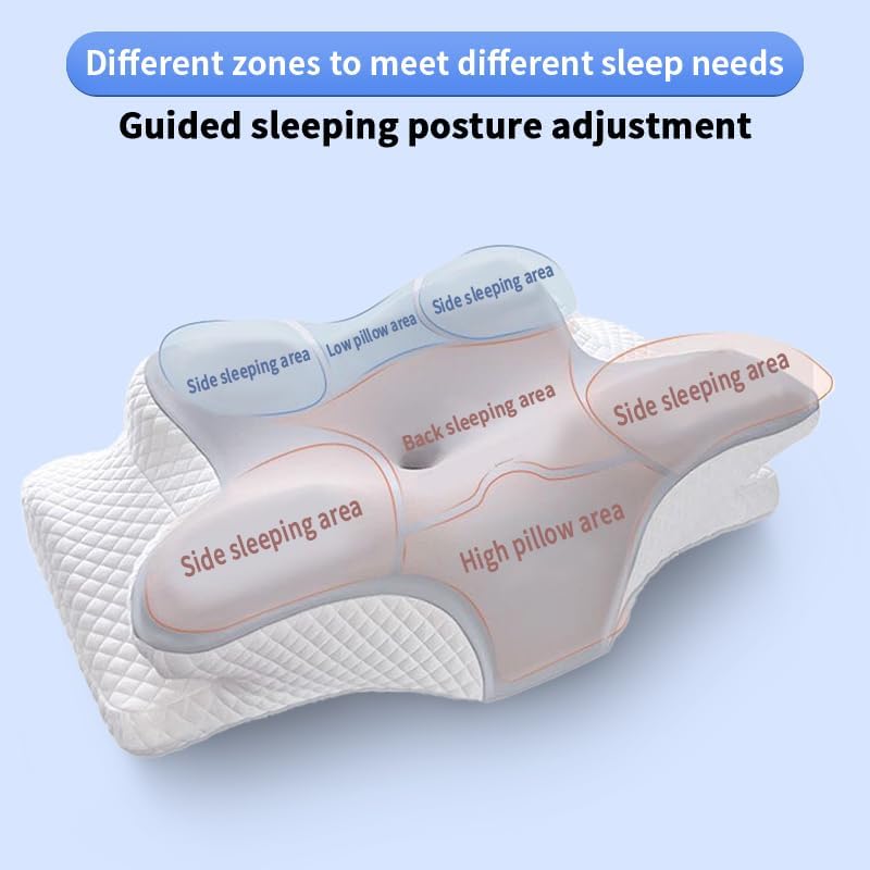 Miniatura 3 de Almohada cervical para el cuello  Almohada ergonómica de contorno de espuma viscoelástica de doble capa para aliviar el dolor y soporte de hombros,