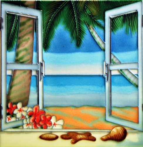 Window View - Decorative Ceramic Art Tile - 8"x8" En Vogue