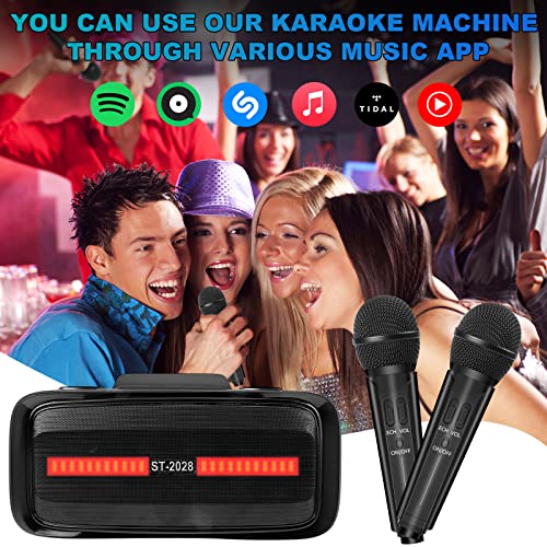 Karaoke Machine for Adults and Kids with 2 Wireless Microphones, Portable Bluetooth Karaoke Microphone Adjustment Singing Karaoke PA Speaker System for Home Party, Outdoor Party, Meeting, Wedding - Image 3