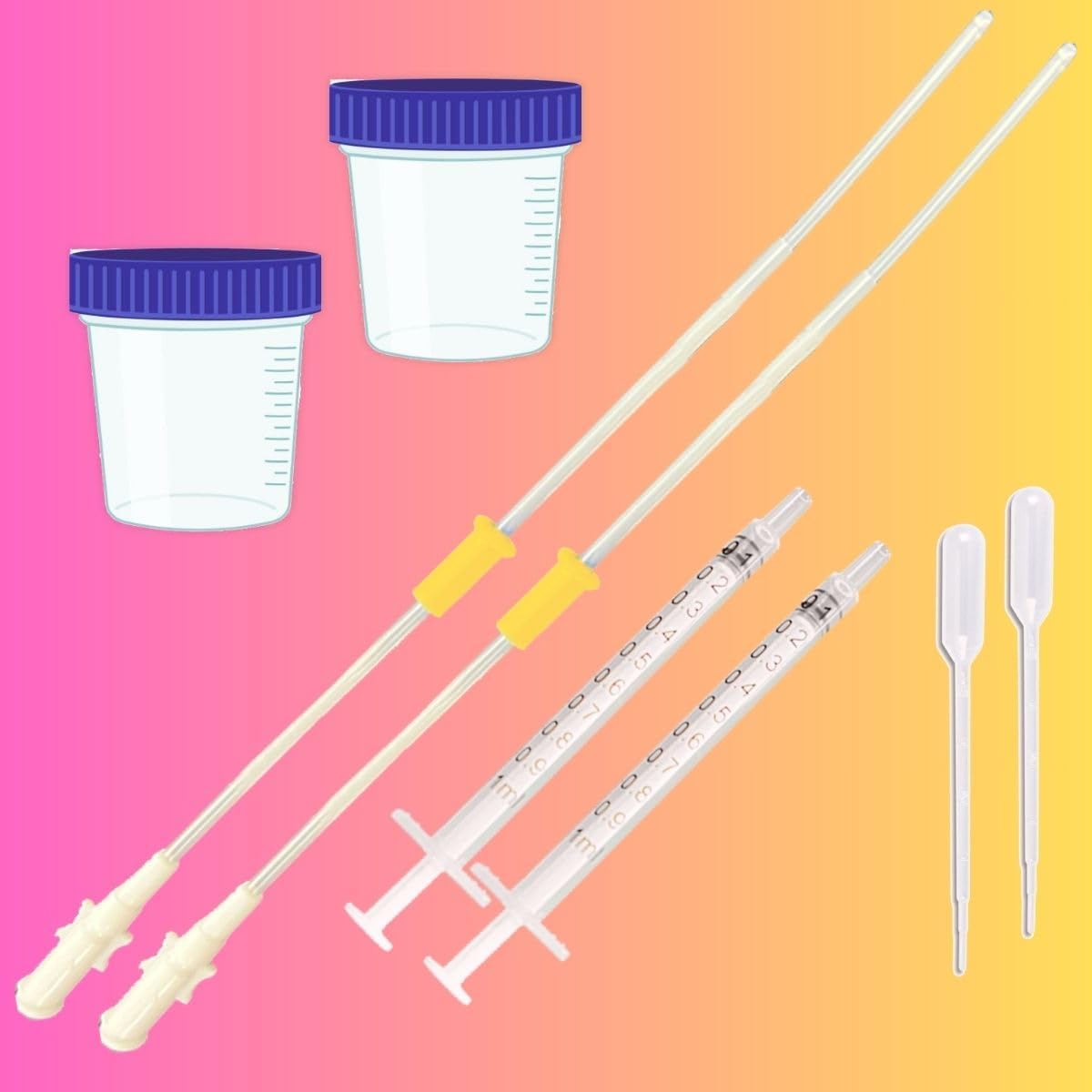 Krishco IUI Kit - Cannula (17 cm), Collection Container and Dropper (PACK of 2 Kits)