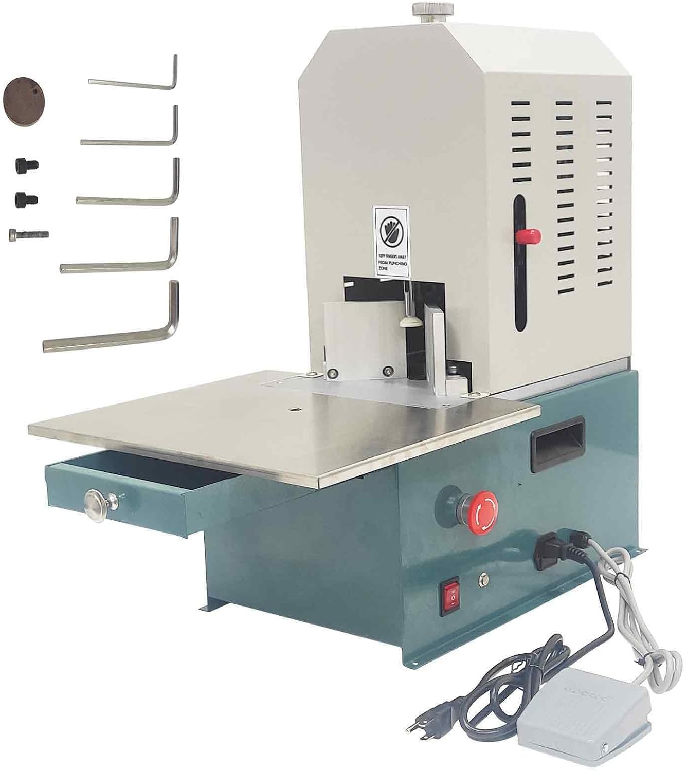110V Electric Paper Corner Rounder with R3-R10 7kinds Blade, Pedal Type Corner Rounding Machine, 80mm/3.15in Cutting Height, for Paper, PVC, MDF, Plastic Films